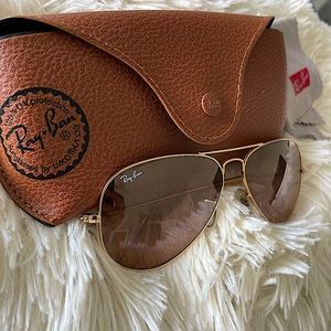 Authentic Original Ray-Ban Aviator Gradient Silver/Pink Mirror Sunglasses